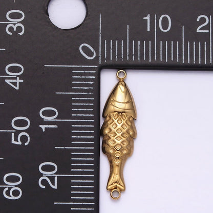 Stainless Steel 7mm Fish Scale-Textured Minimalist Connector in Gold &amp; Silver | P1344