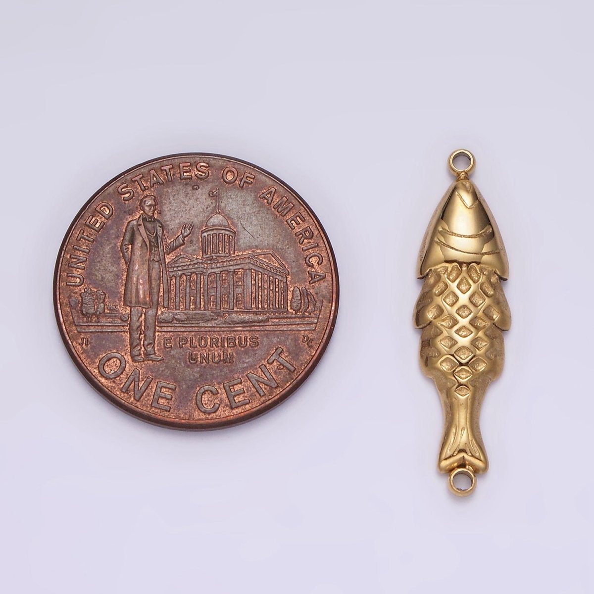 Stainless Steel 7mm Fish Scale-Textured Minimalist Connector in Gold &amp; Silver | P1344