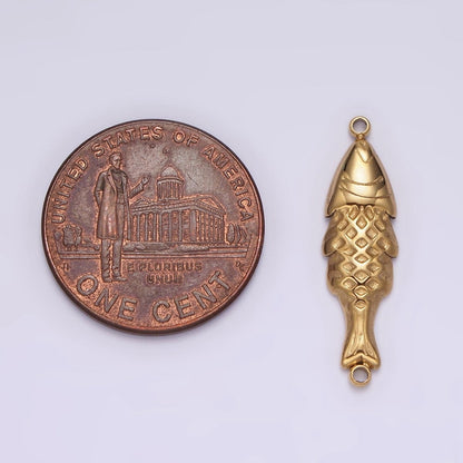 Stainless Steel 7mm Fish Scale-Textured Minimalist Connector in Gold &amp; Silver | P1344