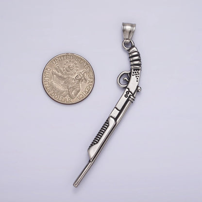 Stainless Steel 80mm Gun Weapon Minimalist Pendant | P1182