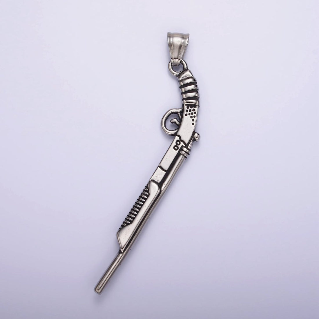 Stainless Steel 80mm Gun Weapon Minimalist Pendant | P1182