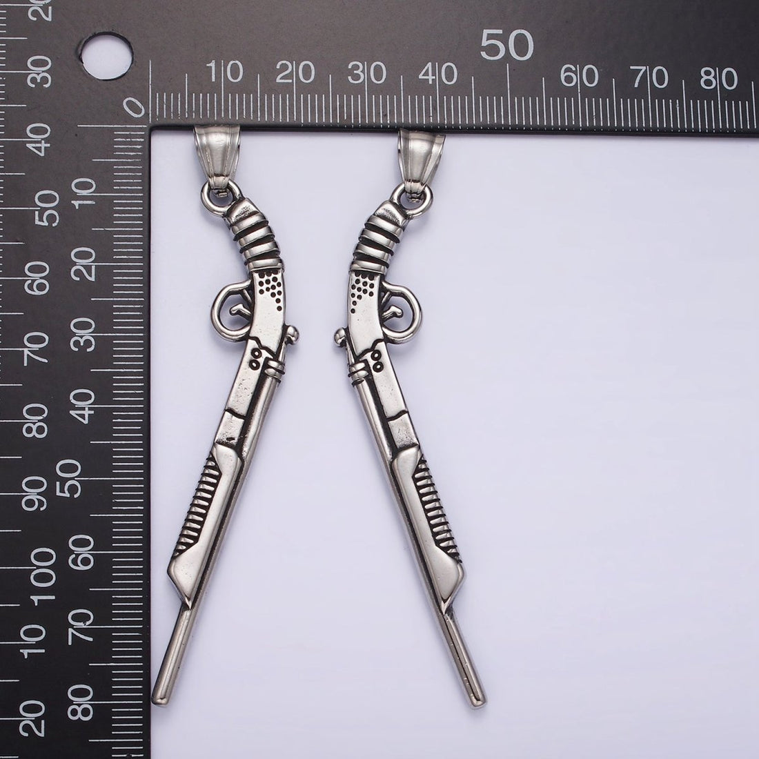 Stainless Steel 80mm Gun Weapon Minimalist Pendant | P1182