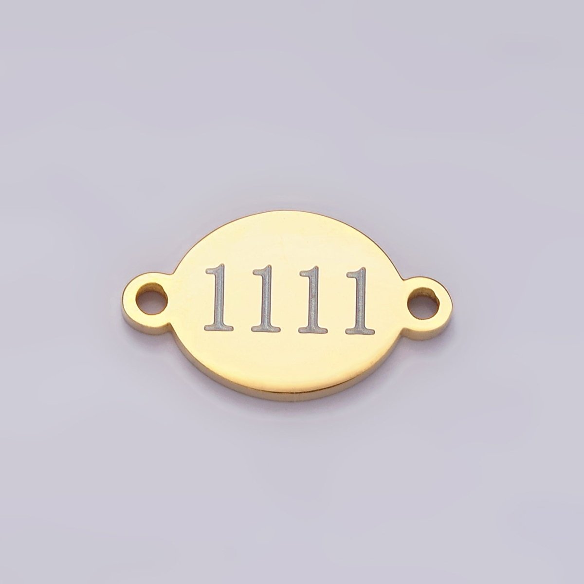 Stainless Steel 8mm Angel Number Numerology Engraved Oval Gold Connector | G672 - G681
