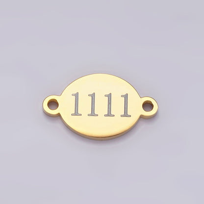 Stainless Steel 8mm Angel Number Numerology Engraved Oval Gold Connector | G672 - G681