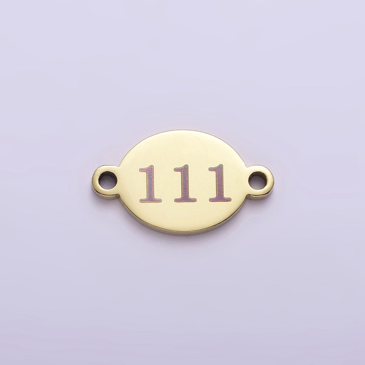 Stainless Steel 8mm Angel Number Numerology Engraved Oval Gold Connector | G672 - G681
