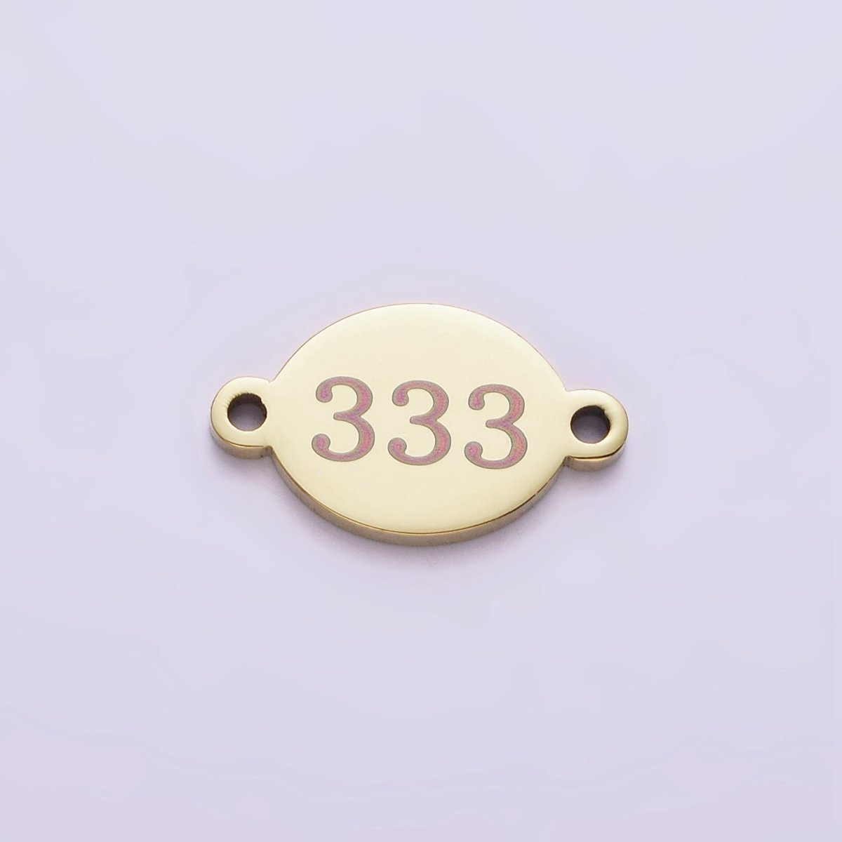 Stainless Steel 8mm Angel Number Numerology Engraved Oval Gold Connector | G672 - G681