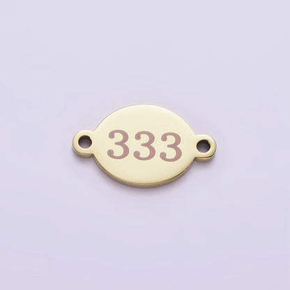 Stainless Steel 8mm Angel Number Numerology Engraved Oval Gold Connector | G672 - G681