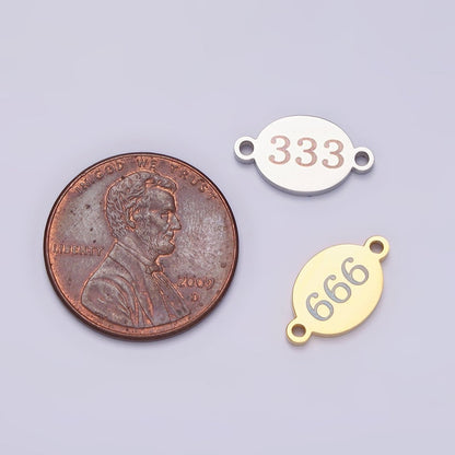 Stainless Steel 8mm Angel Number Numerology Engraved Oval Gold Connector | G672 - G681