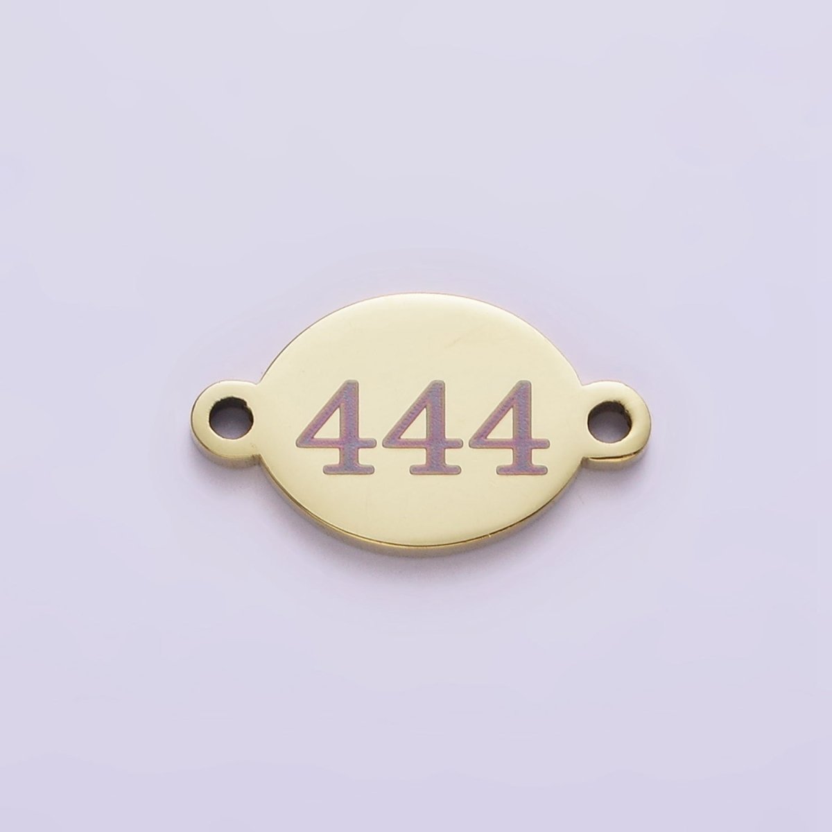 Stainless Steel 8mm Angel Number Numerology Engraved Oval Gold Connector | G672 - G681