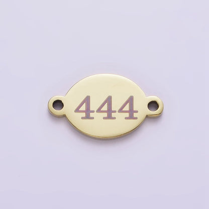 Stainless Steel 8mm Angel Number Numerology Engraved Oval Gold Connector | G672 - G681