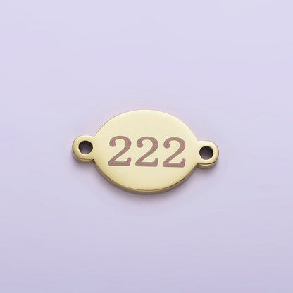 Stainless Steel 8mm Angel Number Numerology Engraved Oval Gold Connector | G672 - G681