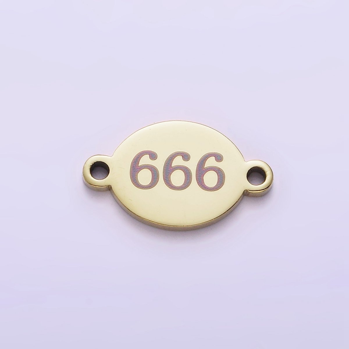 Stainless Steel 8mm Angel Number Numerology Engraved Oval Gold Connector | G672 - G681