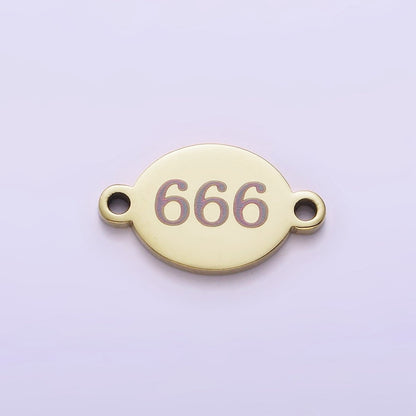 Stainless Steel 8mm Angel Number Numerology Engraved Oval Gold Connector | G672 - G681