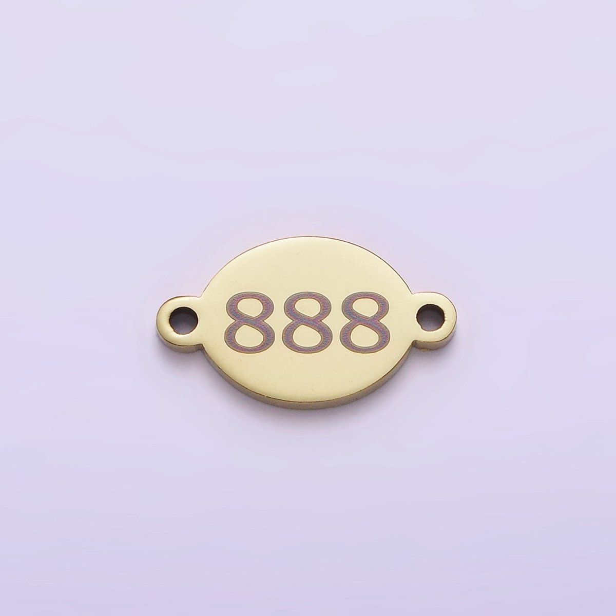 Stainless Steel 8mm Angel Number Numerology Engraved Oval Gold Connector | G672 - G681