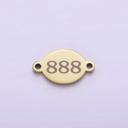 Stainless Steel 8mm Angel Number Numerology Engraved Oval Gold Connector | G672 - G681