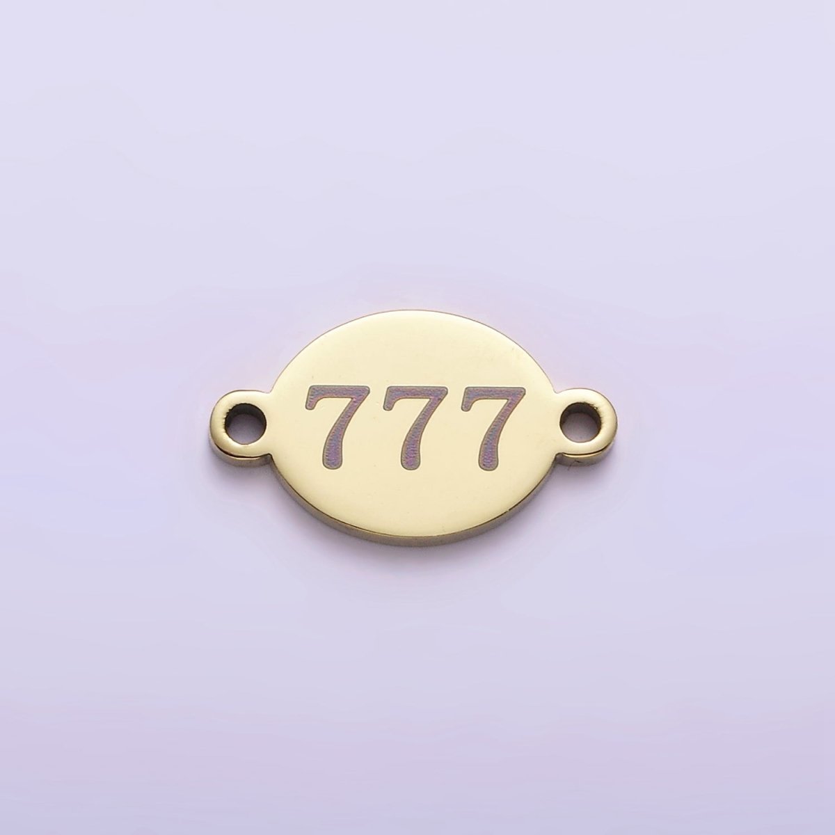 Stainless Steel 8mm Angel Number Numerology Engraved Oval Gold Connector | G672 - G681