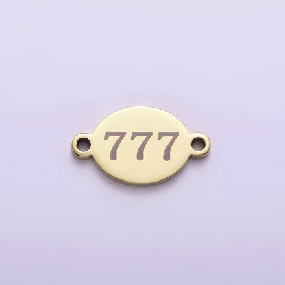 Stainless Steel 8mm Angel Number Numerology Engraved Oval Gold Connector | G672 - G681
