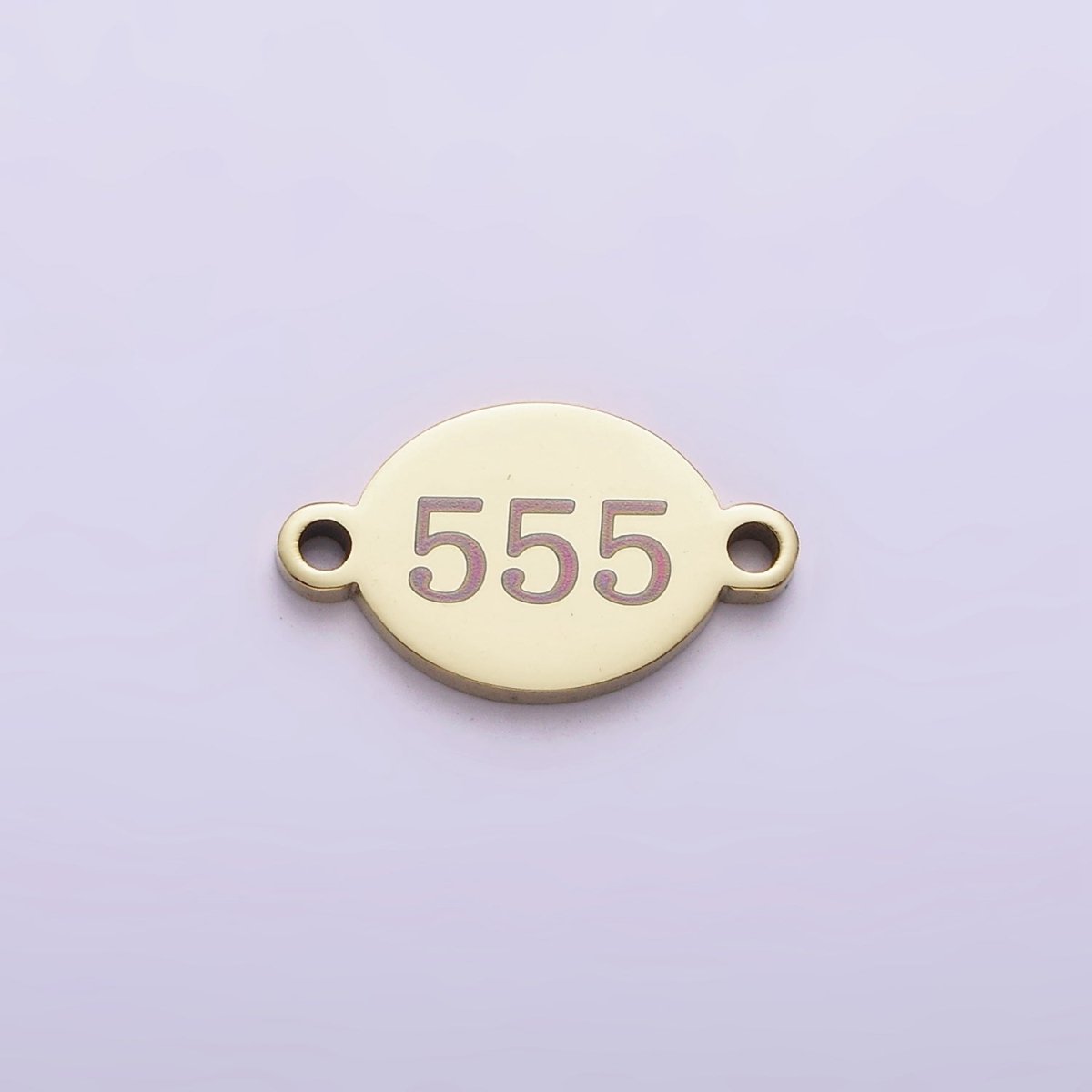 Stainless Steel 8mm Angel Number Numerology Engraved Oval Gold Connector | G672 - G681