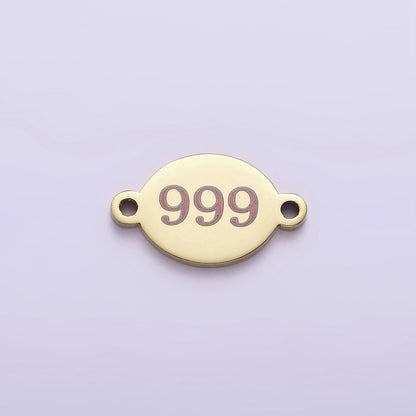 Stainless Steel 8mm Angel Number Numerology Engraved Oval Gold Connector | G672 - G681