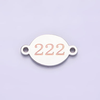 Stainless Steel 8mm Angel Number Numerology Engraved Oval Silver Connector G-684-G-693