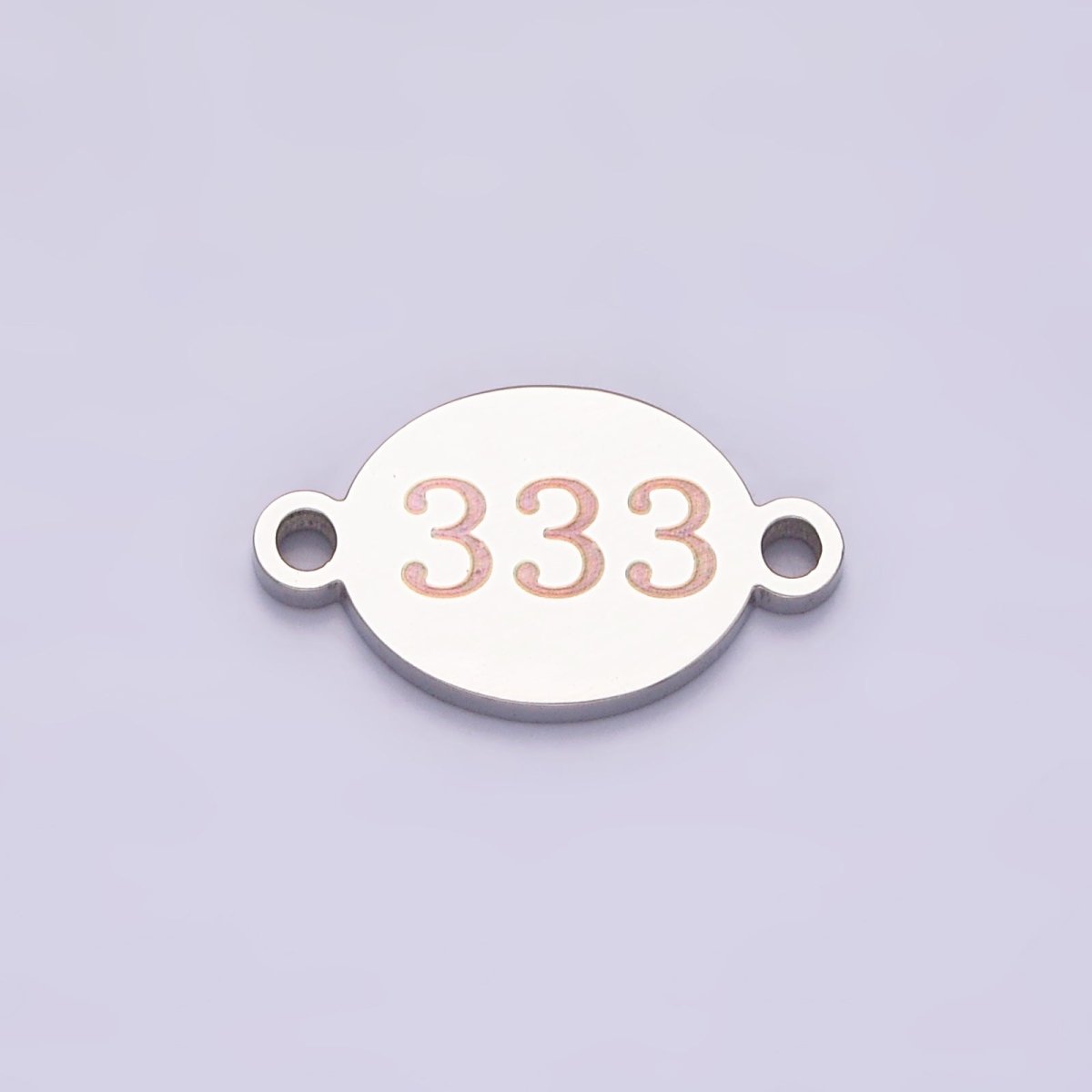 Stainless Steel 8mm Angel Number Numerology Engraved Oval Silver Connector G-684-G-693