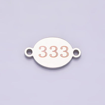 Stainless Steel 8mm Angel Number Numerology Engraved Oval Silver Connector G-684-G-693