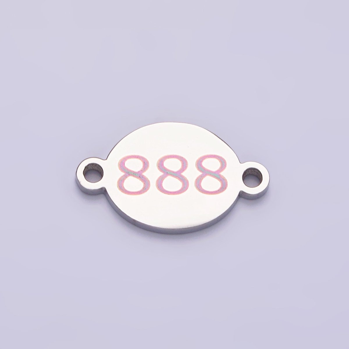 Stainless Steel 8mm Angel Number Numerology Engraved Oval Silver Connector G-684-G-693