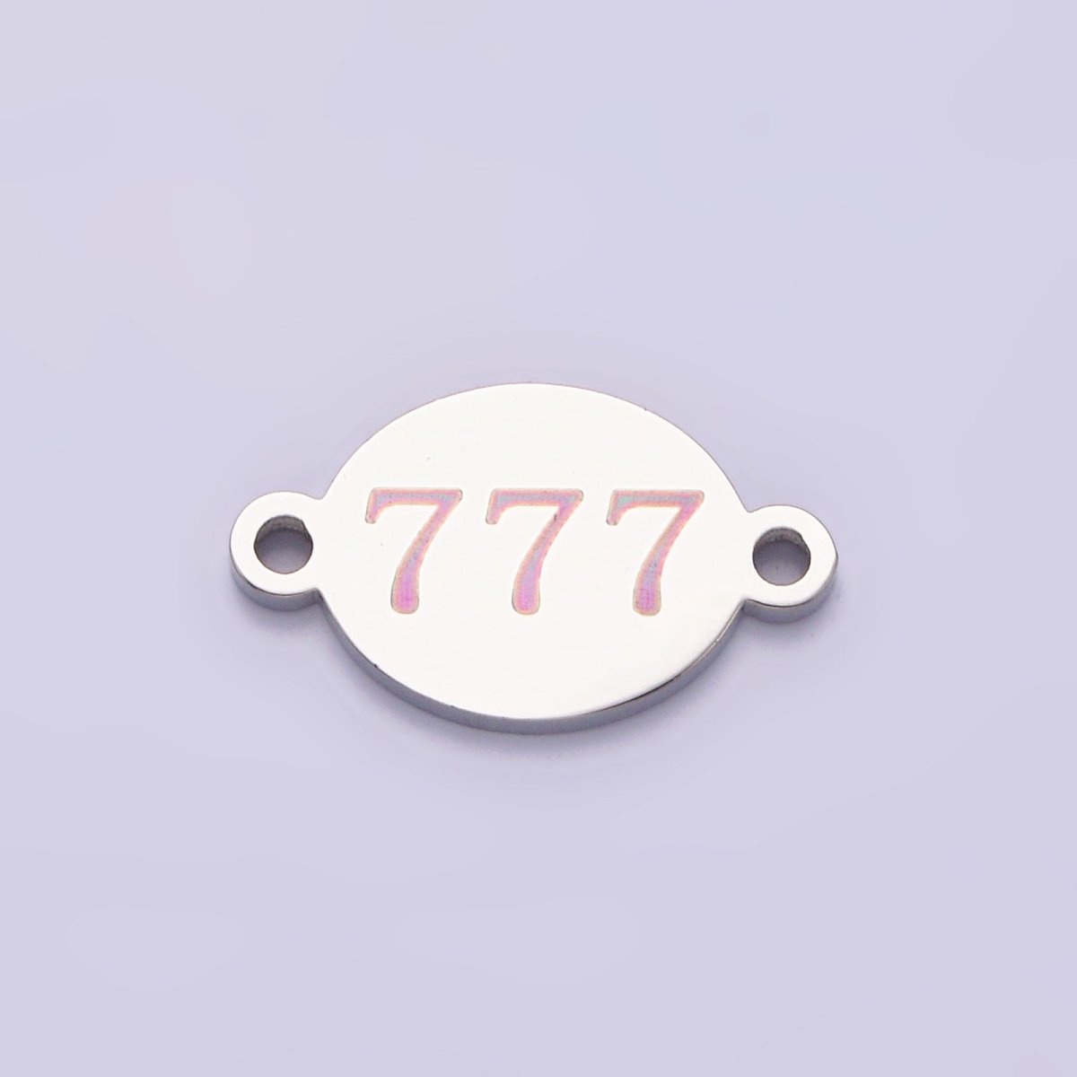 Stainless Steel 8mm Angel Number Numerology Engraved Oval Silver Connector G-684-G-693