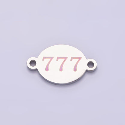 Stainless Steel 8mm Angel Number Numerology Engraved Oval Silver Connector G-684-G-693