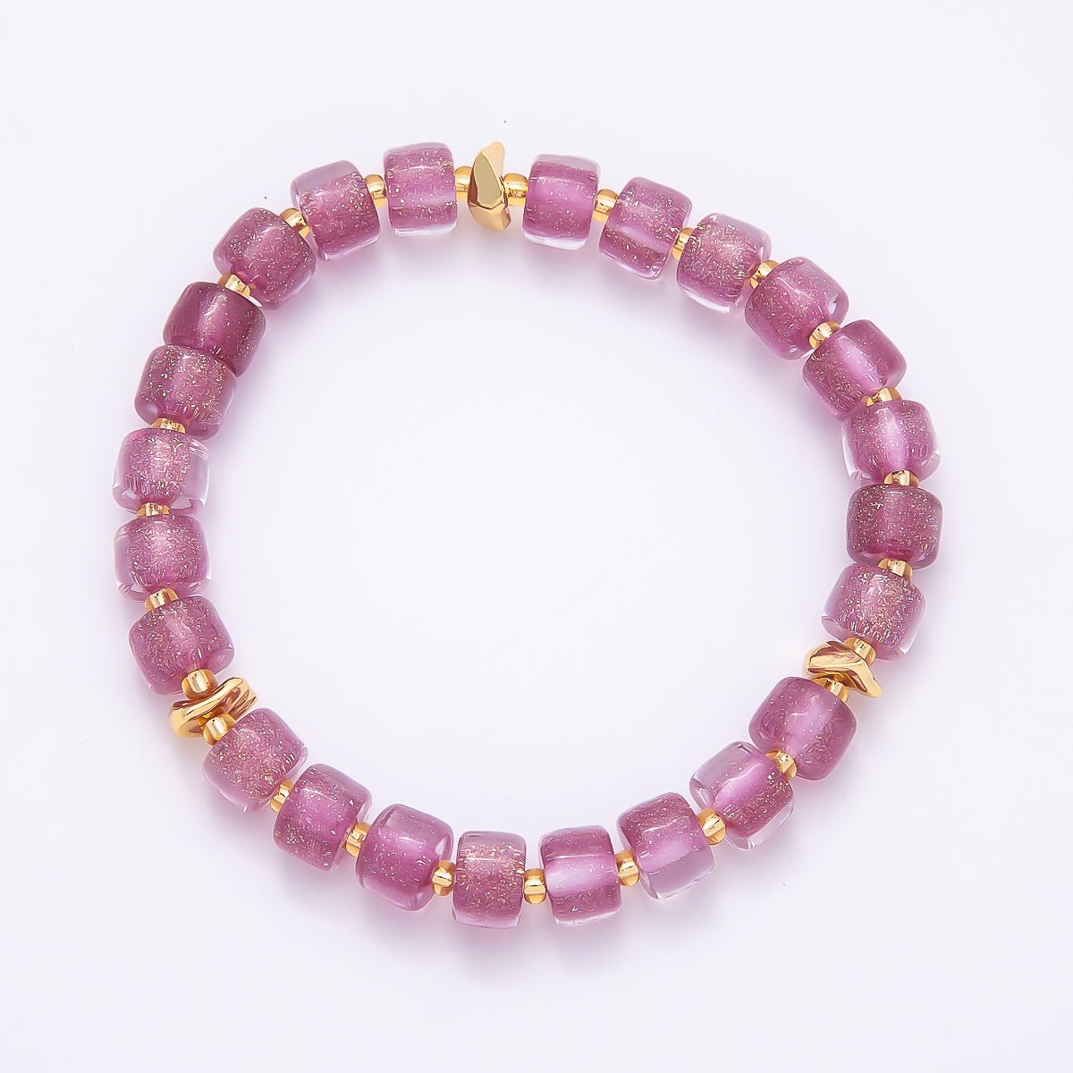 Stainless Steel 8mm Multicolor, Purple, Orange, Pink, Green, White, Blue Glitter Resin Rondelle Bead 7 Inch Stretch Bracelet | WA-04581 - WA-04588
