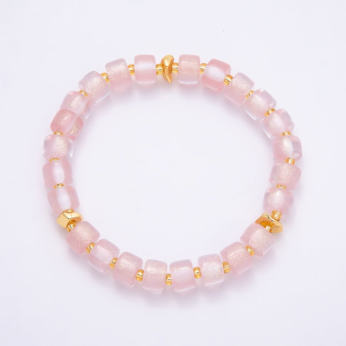 Stainless Steel 8mm Multicolor, Purple, Orange, Pink, Green, White, Blue Glitter Resin Rondelle Bead 7 Inch Stretch Bracelet | WA-04581 - WA-04588