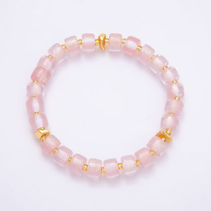 Stainless Steel 8mm Multicolor, Purple, Orange, Pink, Green, White, Blue Glitter Resin Rondelle Bead 7 Inch Stretch Bracelet | WA-04581 - WA-04588
