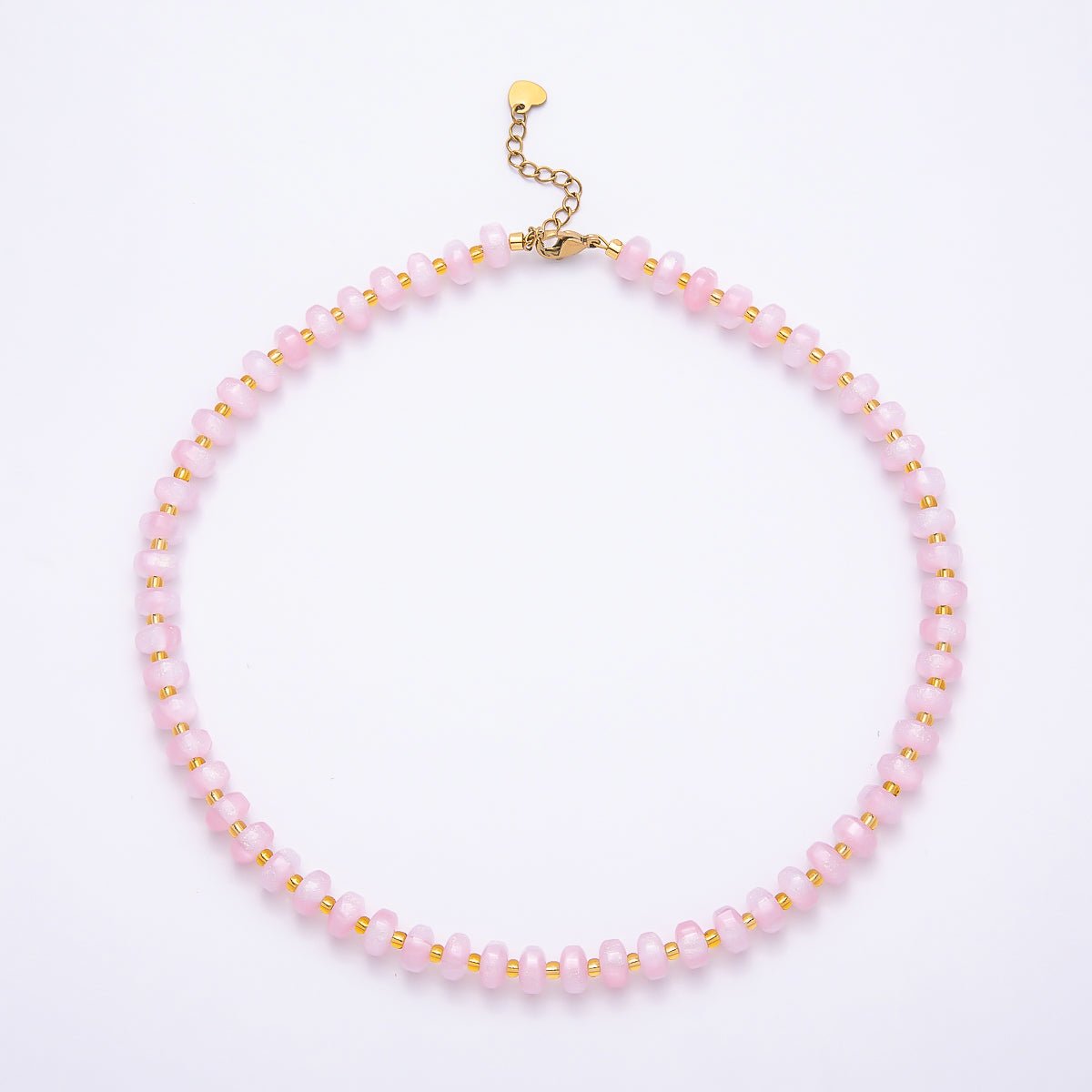 Stainless Steel 8mm Multicolor, Yellow, Blue, Orange, Pink, Green Glitter Rondelle 16 Inch Necklace w. Extender | WA-04549 ~ WA-04553