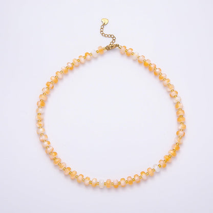 Stainless Steel 8mm Multicolor, Yellow, Blue, Orange, Pink, Green Glitter Rondelle 16 Inch Necklace w. Extender | WA-04549 ~ WA-04553