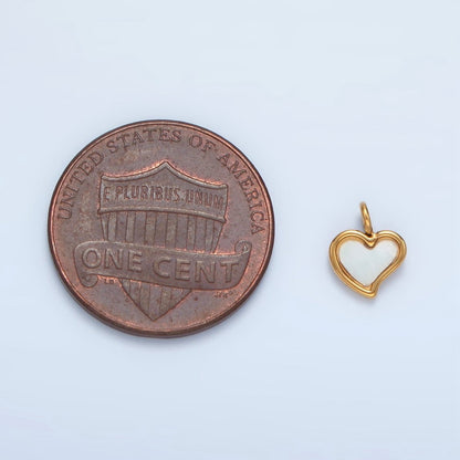 Stainless Steel 9mm Shell Pearl Bezel Mini Heart Charm | P709