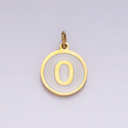 Stainless Steel A-Z Initial Letter Alphabet White Enamel 10mm Round Charm | A-A1054-A-A1066