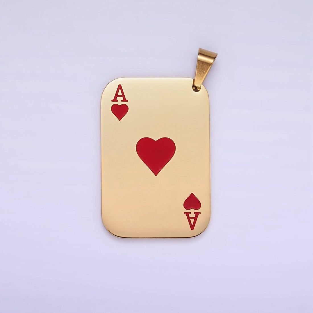 Stainless Steel Ace of Heart Pendant Ace of Skull Charm Playing Card in Gold &amp; Silver | P1437