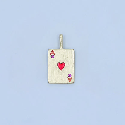 Stainless Steel Ace Playing Card CZ Pendant in Gold &amp; Silver | AA1449 - AA1452