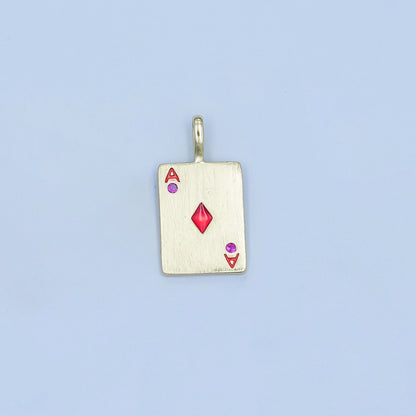 Stainless Steel Ace Playing Card CZ Pendant in Gold &amp; Silver | AA1449 - AA1452