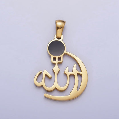 Stainless Steel "Allah" "God" Calligraphy Arabic Muslim Religious Pendant in Gold &amp; Silver J-473 J-486