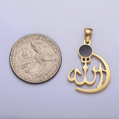 Stainless Steel "Allah" "God" Calligraphy Arabic Muslim Religious Pendant in Gold &amp; Silver J-473 J-486