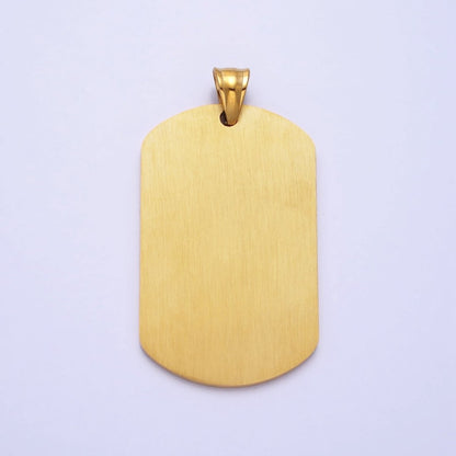 Stainless Steel American Flag Enamel Rectangular Tag Pendant in Gold &amp; Silver | P-1106