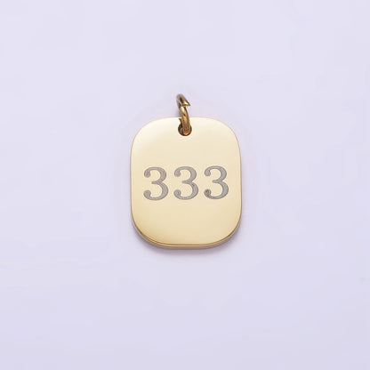 Stainless Steel Angel Number Numerology Engraved 14mm Gold Charm   P-570-P-578