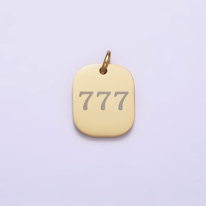 Stainless Steel Angel Number Numerology Engraved 14mm Gold Charm   P-570-P-578