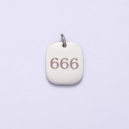 Stainless Steel Angel Number Numerology Engraved 14mm Silver Tag Charm P-579-P-587