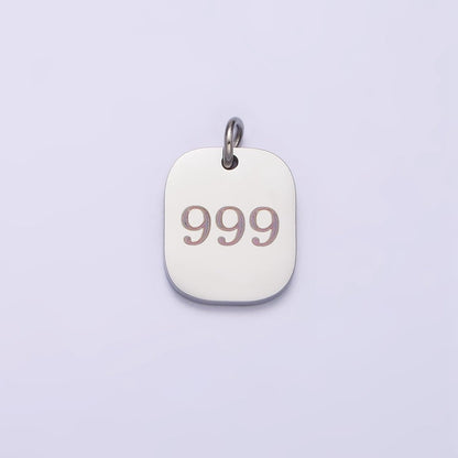 Stainless Steel Angel Number Numerology Engraved 14mm Silver Tag Charm P-579-P-587