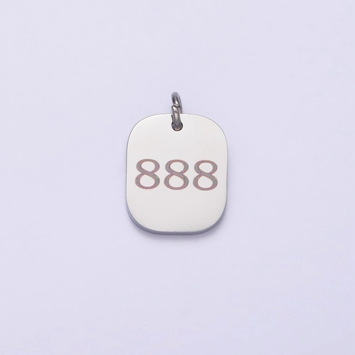 Stainless Steel Angel Number Numerology Engraved 14mm Silver Tag Charm P-579-P-587
