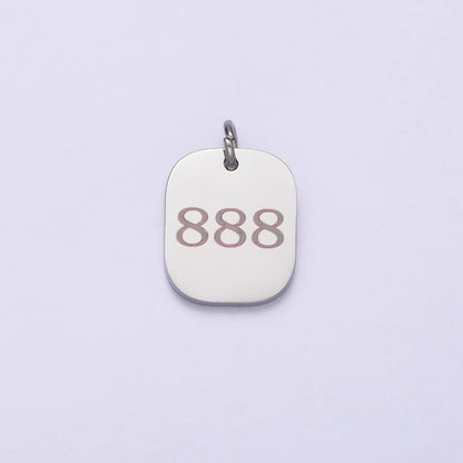 Stainless Steel Angel Number Numerology Engraved 14mm Silver Tag Charm P-579-P-587