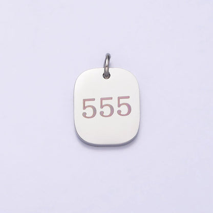 Stainless Steel Angel Number Numerology Engraved 14mm Silver Tag Charm P-579-P-587