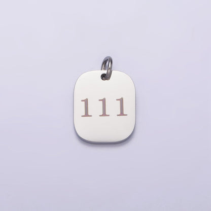 Stainless Steel Angel Number Numerology Engraved 14mm Silver Tag Charm P-579-P-587